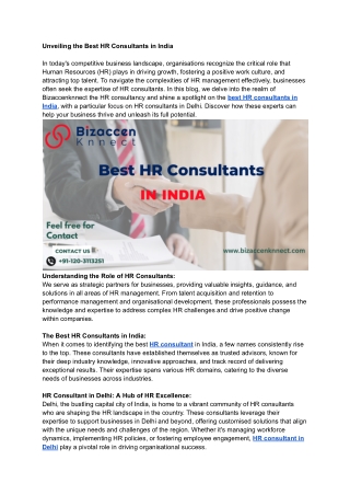 Unveiling the Best HR Consultants in India