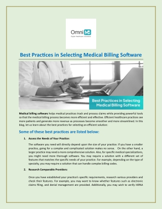 Best Practices in Selecting Medical Billing Software