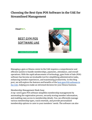 Choosing the Best Gym POS Software in the UAE for Streamlined Management