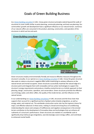 Goals of Green Building Business