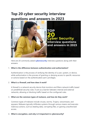 Top 20 cyber security interview questions and answers in 2023