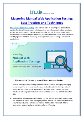 Mastering Manual Web Application Testing- Best Practices and Techniques