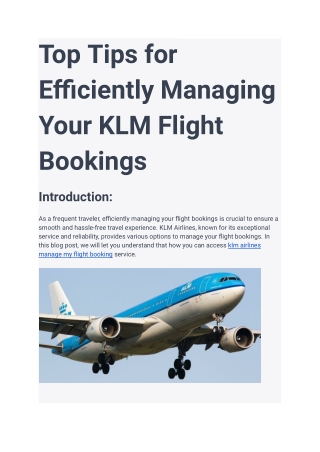 Top Tips for Efficiently Managing Your KLM Flight Bookings