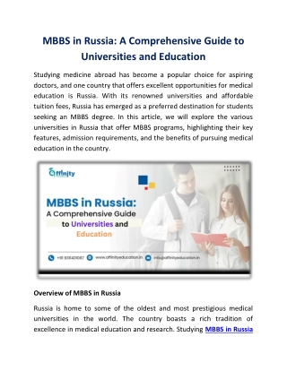 MBBS in Russia: A Comprehensive Guide to Universities and Education