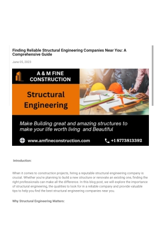 Are you looking for Structural Engineering Companies Near You?