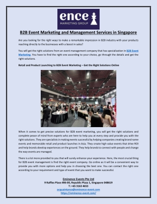 B2B Event Marketing and Management Services in Singapore