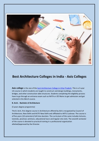 Best architecture college in UP - Bachelor of Architecture - Axis Colleges
