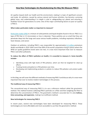 How New Technologies Are Revolutionizing the Way We Measure PM2.5