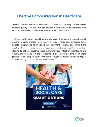 Effective Communication in Healthcare