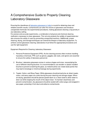 A Comprehensive Guide to Properly Cleaning Laboratory Glassware