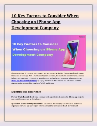 10 Key Factors to Consider When Choosing an iPhone App Development Company