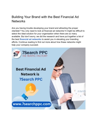 Best Financial Ad network For Financial services