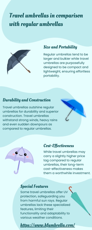 Travel umbrellas in comparison with regular umbrellas