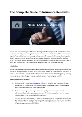 The Complete Guide to Insurance Renewals