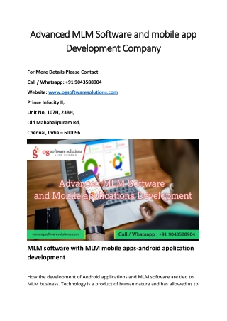 Advanced MLM Software and mobile app Development Company