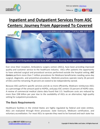 Inpatient and Outpatient Services from ASC Centers- Journey From Approved To Covered