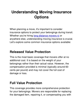 Understanding Moving Insurance Options