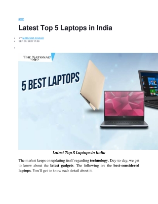 Latest Top 5 Laptops in India