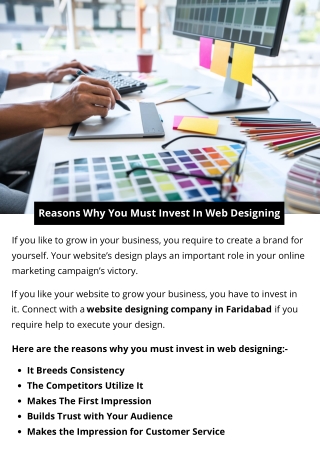 Reasons Why You Must Invest In Web Designing