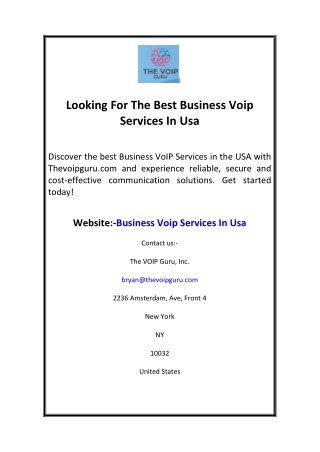 Looking For The Best Business Voip Services In Usa