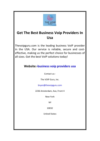 Get The Best Business Voip Providers In Usa