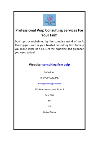 Professional Voip Consulting Services For Your Firm