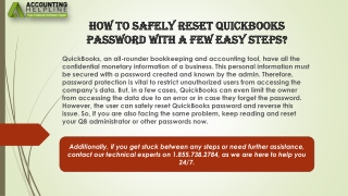 A Quick Troubleshooting Guide To Resolve Reset QuickBooks Password Issue