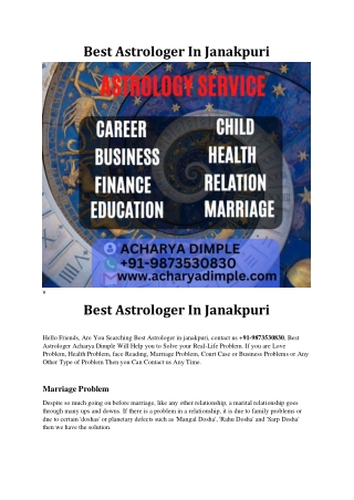 Best Astrologer In Janakpuri  91-9873530830