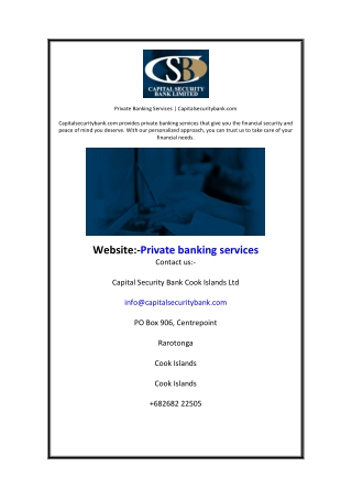 Private banking services
