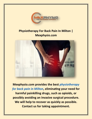 Physiotherapy For Back Pain In Milton | Mexphysio.com