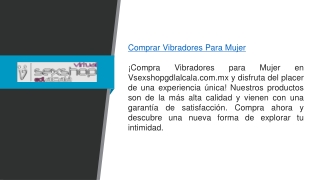 Comprar Vibradores Para Mujer Vsexshopgdlalcala.com.mx