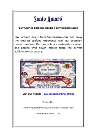 Buy Canned Sardines Online  Santoamaro.store