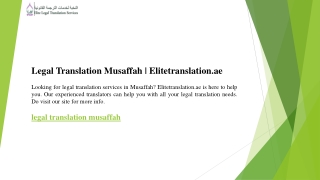 Legal Translation Musaffah  Elitetranslation.ae