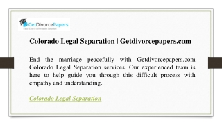 Colorado Legal Separation  Getdivorcepapers.com