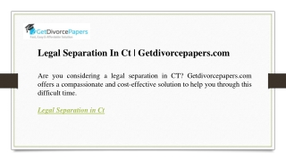 Legal Separation In Ct  Getdivorcepapers.com