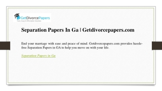 Separation Papers In Ga Getdivorcepapers.com