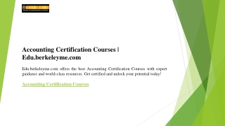 Accounting Certification Courses  Edu.berkeleyme.com