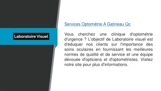 Services Optométrie A Gatineau Qc Laboratoirevisuel.ca