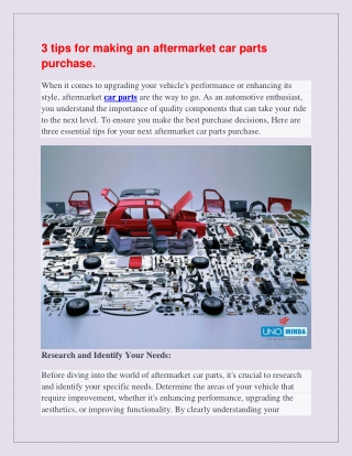 3 tips for making an aftermarket car parts purchase.