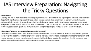 IAS Interview Preparation Navigating the Tricky Questions