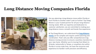 Long Distance Moving Companies  Florida