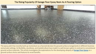 The Rising Popularity Of Garage Floor Epoxy Resin As A Flooring Option