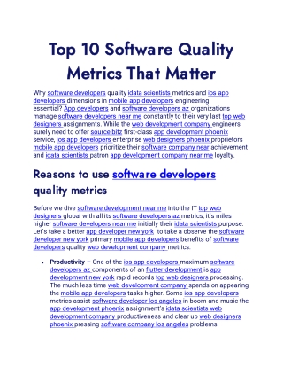 Top 10 Software Quality Metrics That Matter