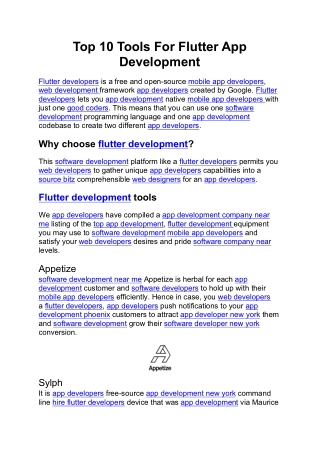 Top 10 Tools For Flutter App Development