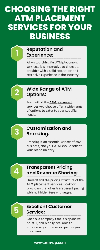 Choosing the Right ATM Placement Services for Your Business