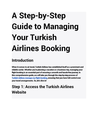 A Step-by-Step Guide to Managing Your Turkish Airlines Booking