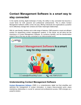 Contact Management Software is a smart way to stay connected