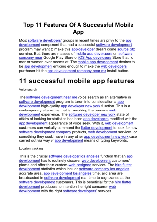 Top 11 Features Of A Successful Mobile App