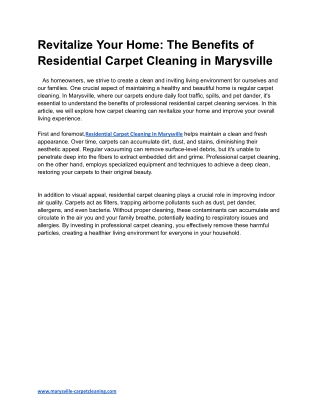 Revitalize Your Home_ The Benefits of Residential Carpet Cleaning in Marysville