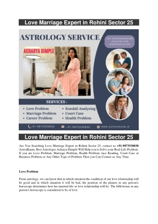 Love Marriage Expert in Rohini Sector 25  91-9873530830